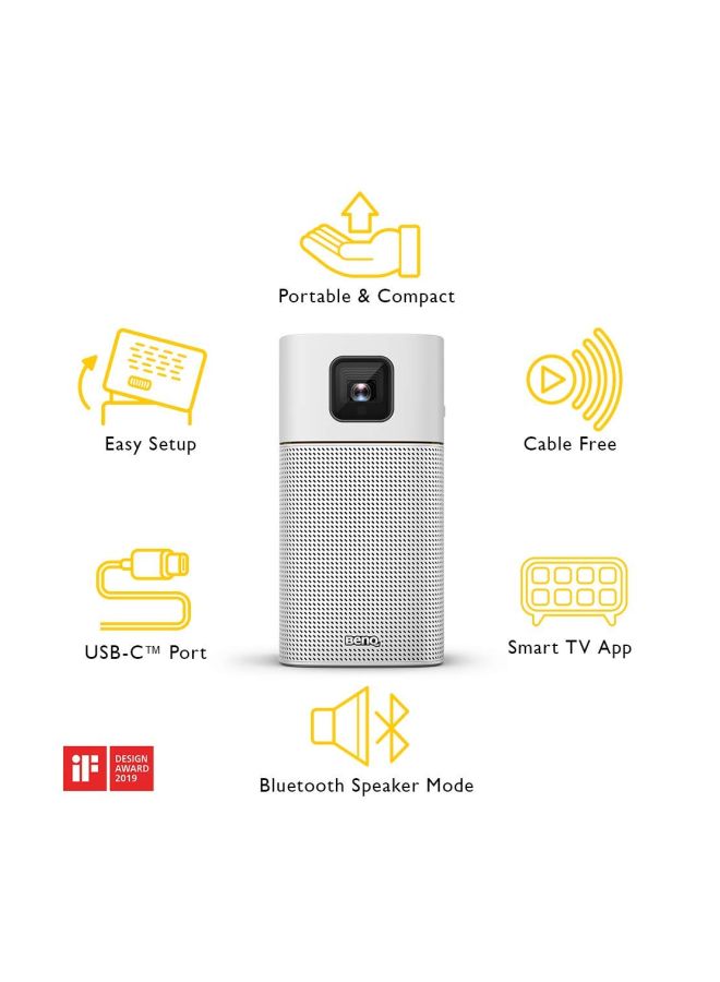BenQ - Portable Projector With Bluetooth Speaker GV1 Silver - Image 1