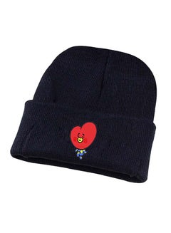 Cartoon Printed Knitted Cap Black