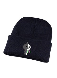 Cartoon Printed Knitted Cap Black