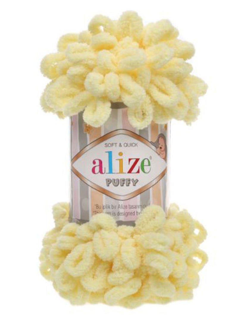 ALIZE Puffy Hand Knitting Yarn 013 9.2meter Light Yellow 100grams