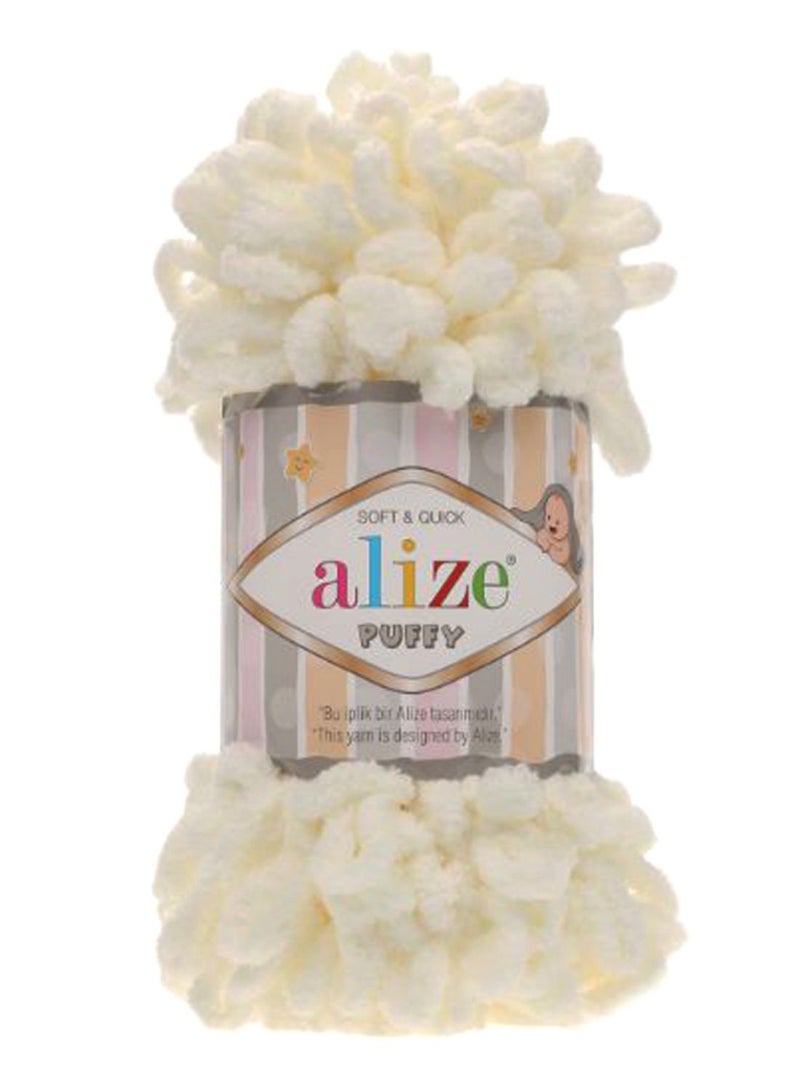 ALIZE Puffy Hand Knitting Yarn 062 9.2meter Light Cream 100grams