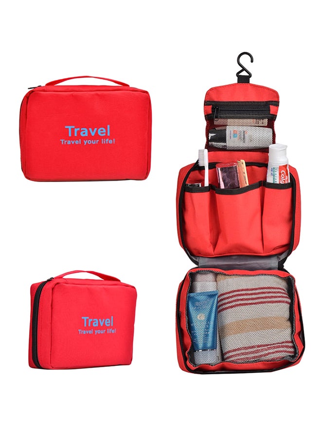 Waterproof Cosmetic Storage Travel Hanging Bag Red - Image 1