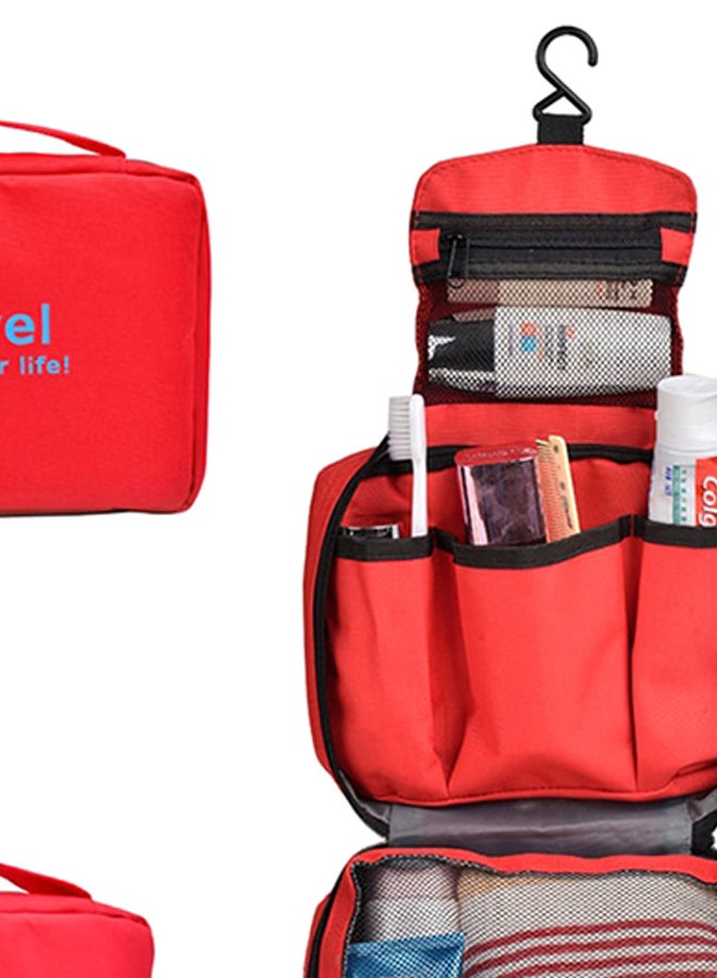 Waterproof Cosmetic Storage Travel Hanging Bag Red - Image 2