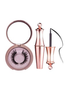 False Eyelashes And Liquid Eyeliner Set Black