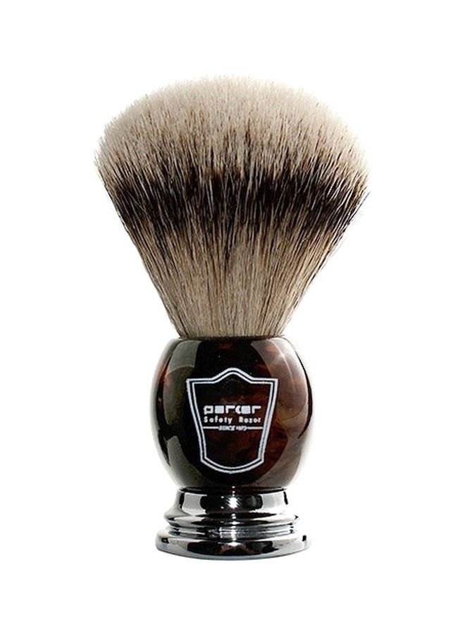 Parker Safety Razor Badger Shaving Brush With Brush Stand Brown/Silver/Beige - Image 1