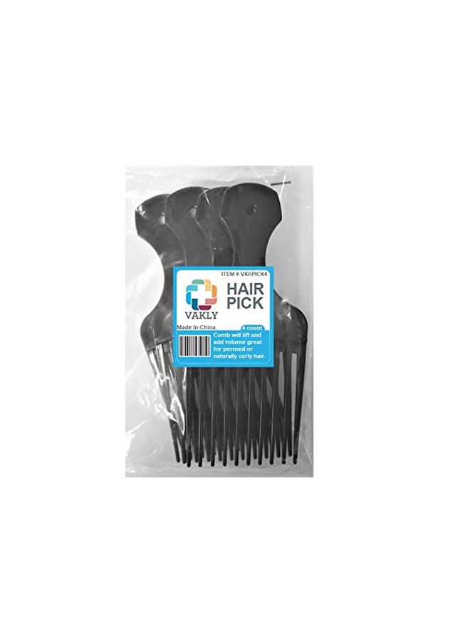 Vakly Pack Of 4 Hair Pick Black 5.25inch  - Image 2