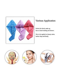 Generic Pack Of 3 Microfiber Hair Towel Turban Wrap Multicolour 63x24cm  - Image 3