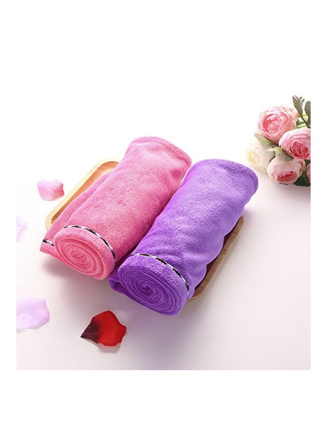 Frcolor 2-Piece Microfiber Turban Hair Towel Pink/Purple 28x10.2x0.2inch  - Image 3