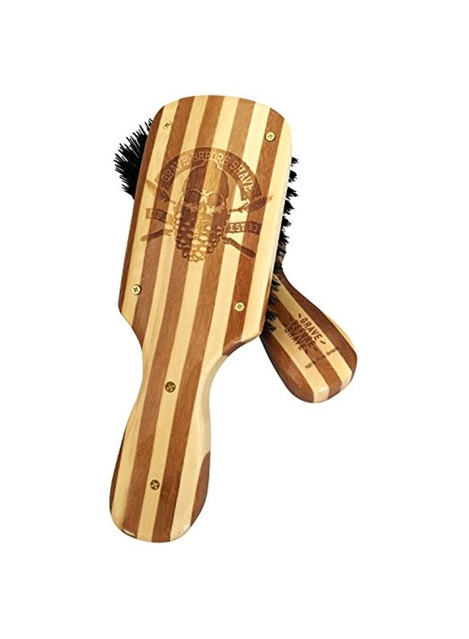 GRAVE BEFORE SHAVE Boar Bristle Bamboo Beard Brush Black/Yellow/Brown - Image 3