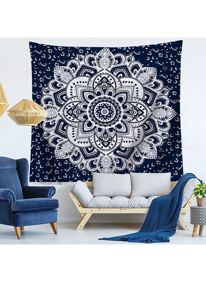 بساط حائط معلق مزين بنقشة الماندالا أزرق/ أبيض 750x900مم 