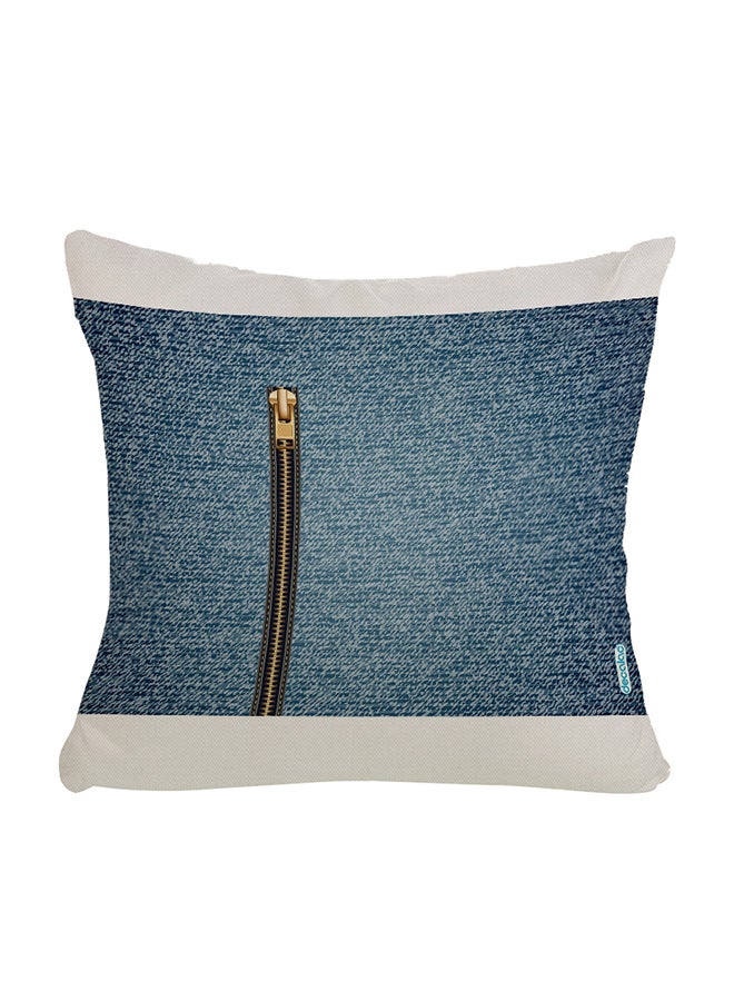 وسادة زينة بتصميم سحاب أزرق / ذهبي / أبيض 45 x 45سم