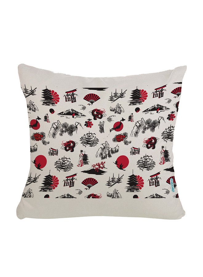 Decalac Japanese Drawings Design Decorative Pillow Multicolour 45 x 45cm