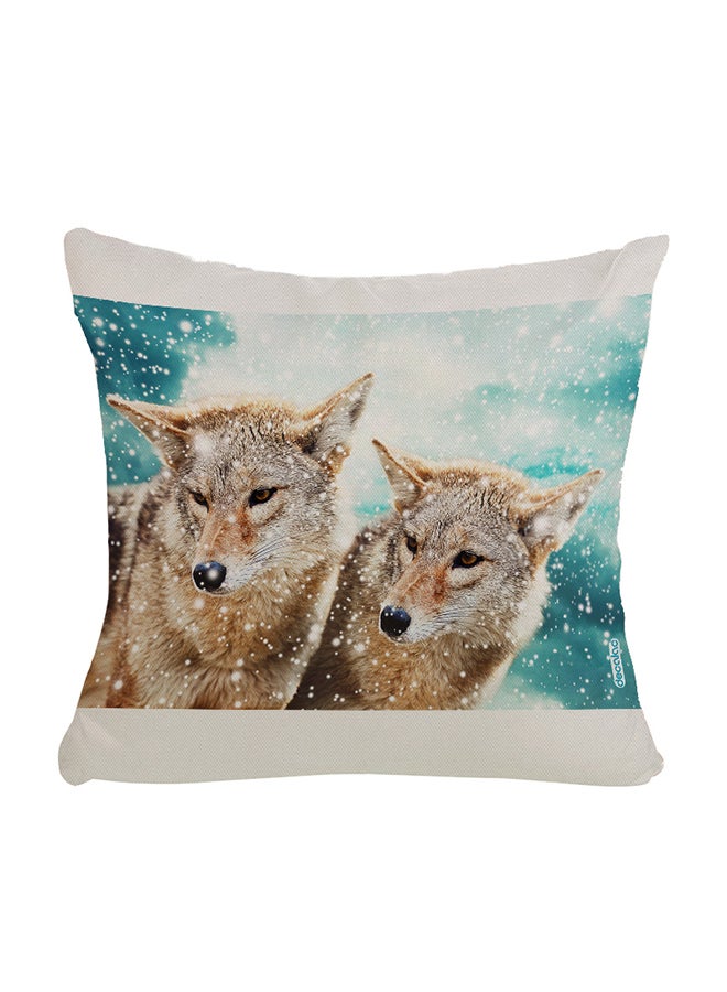 Decalac Wolf Design Decorative Pillow Green/Beige/White 45 x 45cm