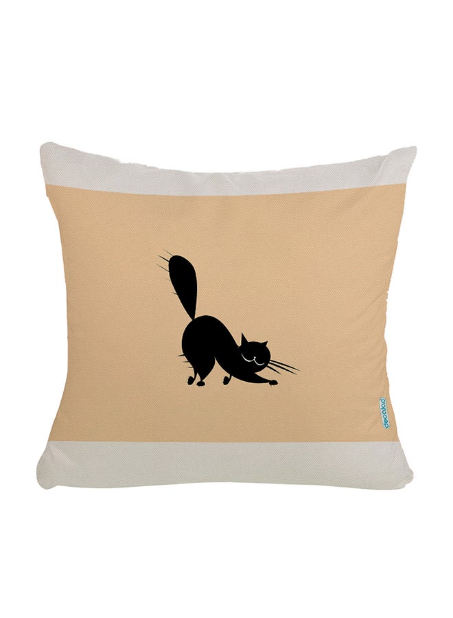 Cat Design Decorative Pillow Black/Beige/White 45 x 45cm