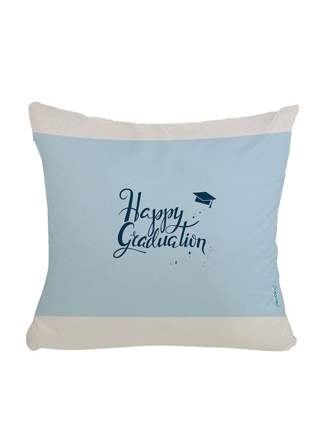 Happy Graduation Design Decorative Pillow White/Blue 45 x 45cm