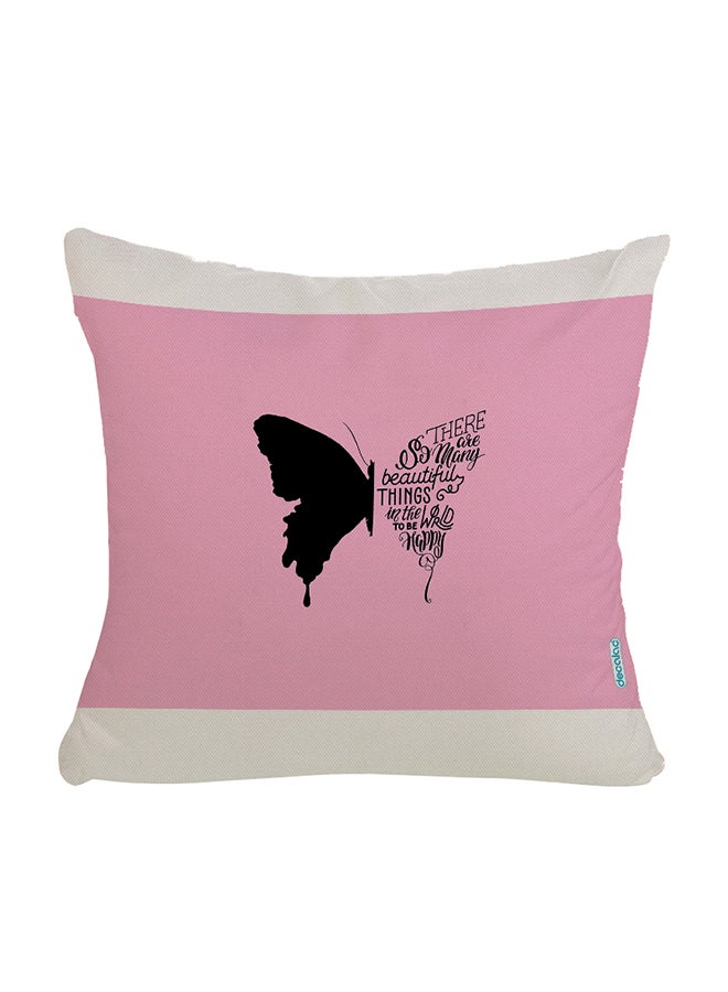 Half A Butterfly Design Decorative Pillow Pink/Black/White 45 x 45cm