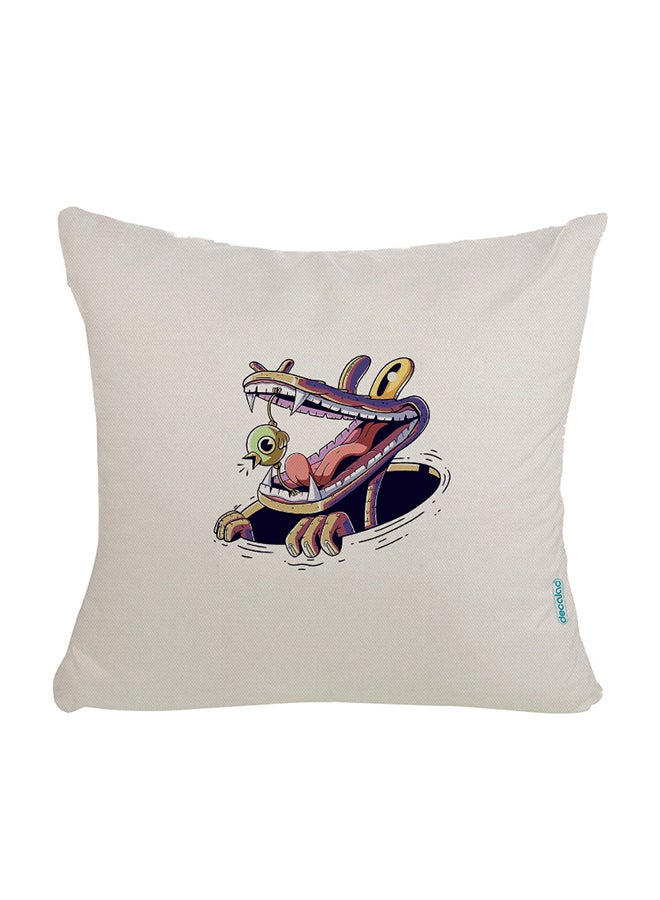 Crocodile And Sparrow Design Decorative Pillow Multicolour 45 x 45cm