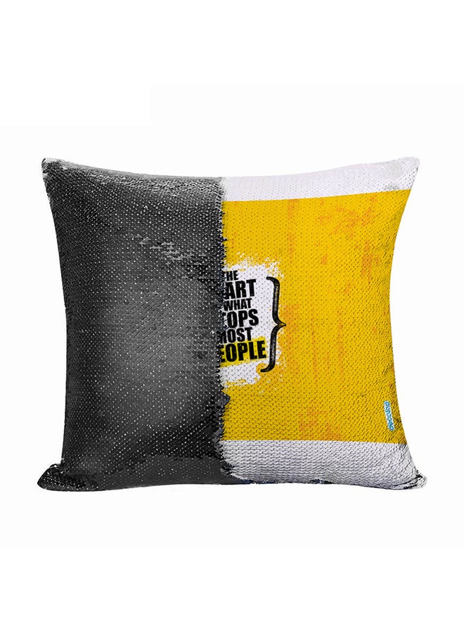 Proverbs And Sayings Design Flip Sequin Decorative Pillow Multicolour 45 x 45cm