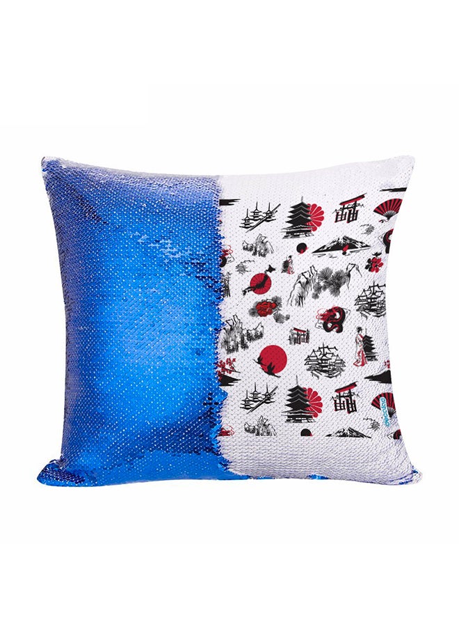 Decalac Japanese Drawings Design Flip Sequin Decorative Pillow Multicolour 45x45cm
