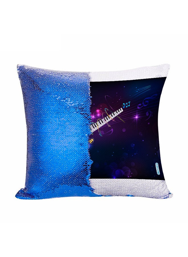 ديكالاك وسادة ديكور مزينة بترتر قلاب وطبعة جيتار وبيانو متعدد الألوان 45x45سم