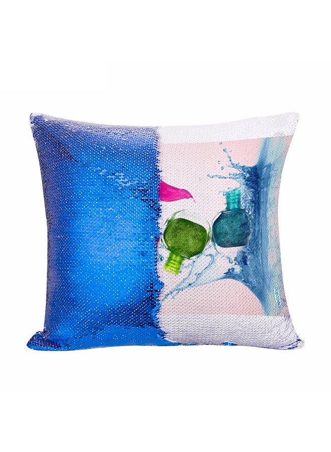 وسادة ديكورية بتصميم عبوات طلاء الأظافر مطرزة بالترتر من الوجه متعدد الألوان 45x45سم