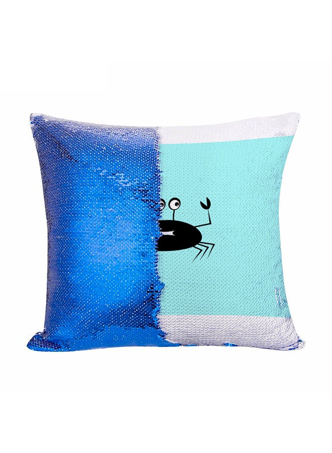 وسادة ديكورية بتصميم رسمة سلطعون خائف مطرزة بالترتر من الوجه متعدد الألوان 45x45سم