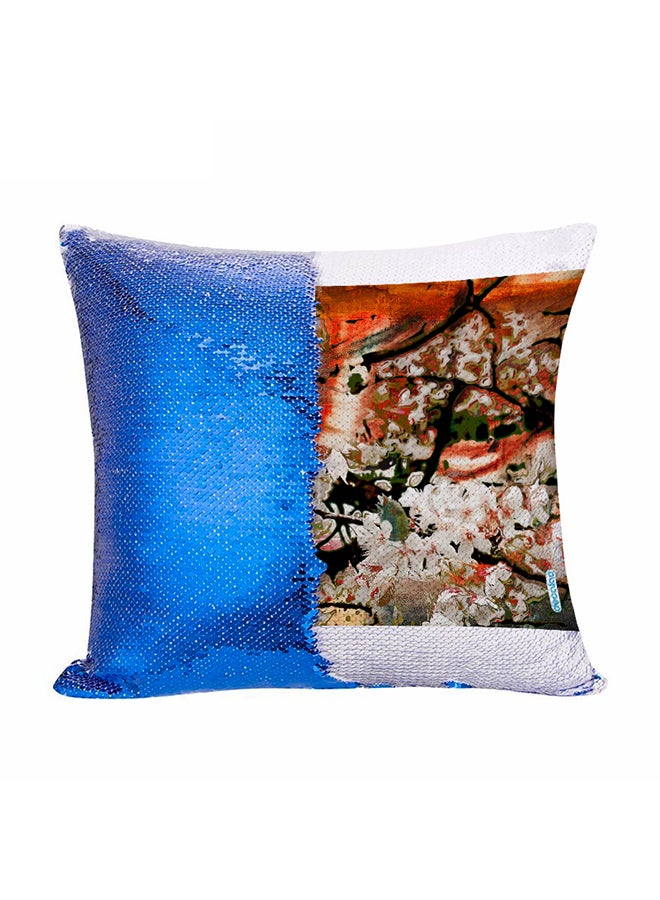 وسادة ديكور بتصميم الزهور ومزينة بالترتر متعدد الألوان 45x45سم