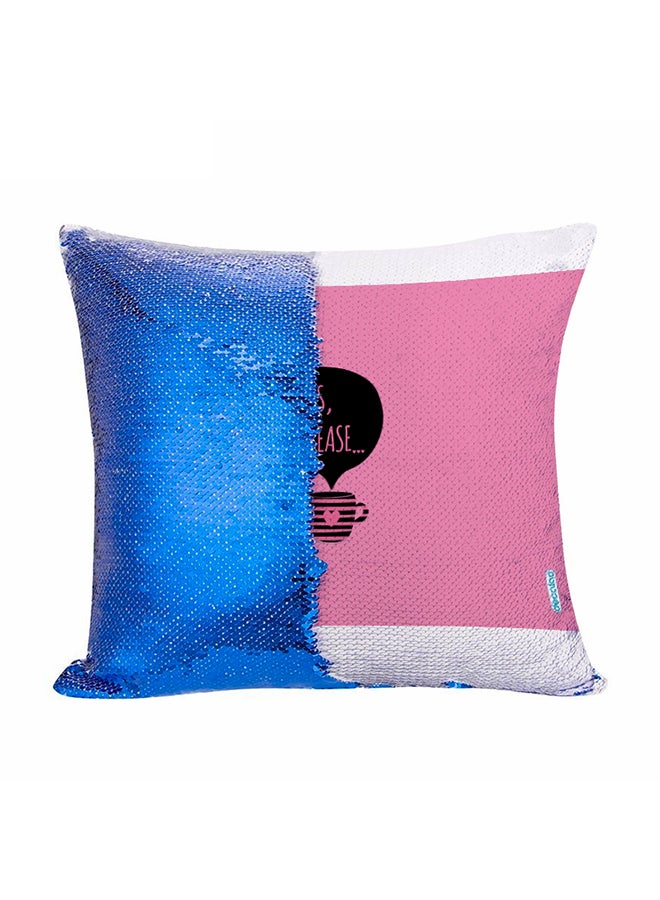 Cup With Words Design Flip Sequin Decorative Pillow Multicolour 45x45cm