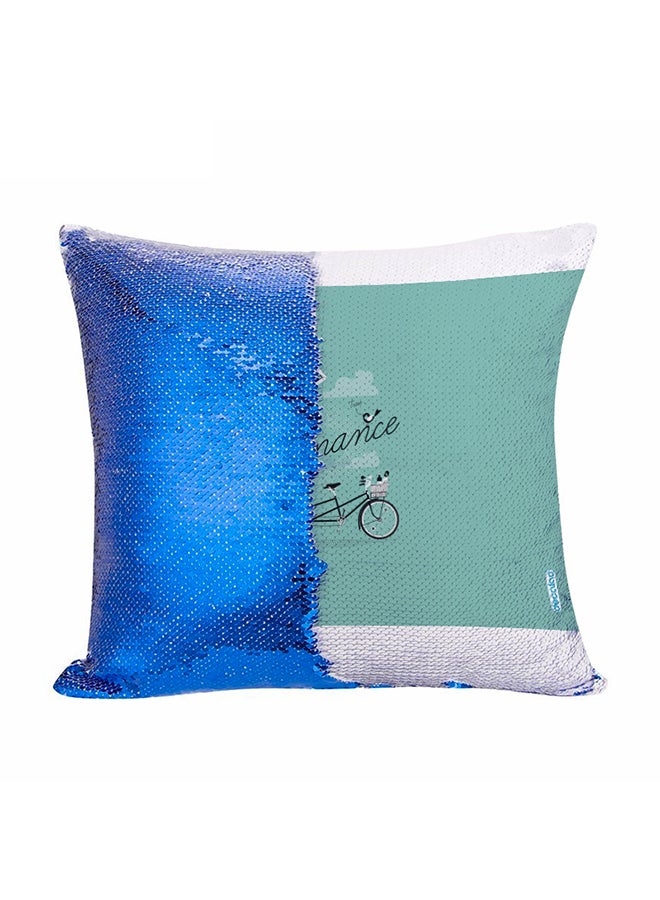 Bicycle Design Flip Sequin Decorative Pillow Multicolour 45x45cm
