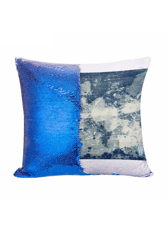 وسادة ديكورية بتصميم طبعة الجينز مطرزة بالترتر من الوجه متعدد الألوان 45x45سم