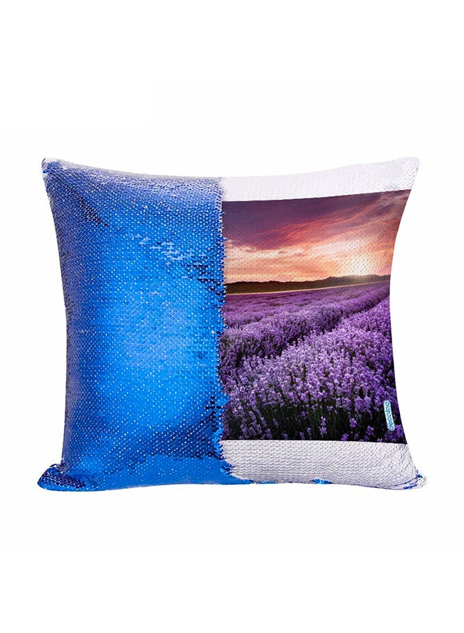 Purple Roses Design Flip Sequin Decorative Pillow Multicolour 45x45cm