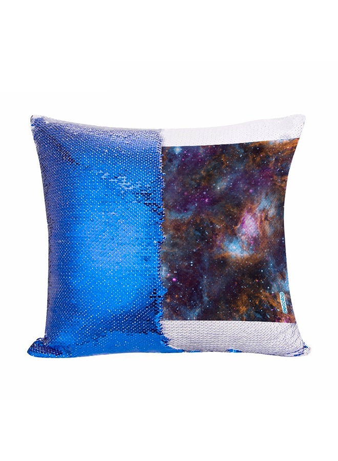 وسادة ديكورية مزينة بالترتر القلاب بتصميم فضاء أرجواني متعدد الألوان 45x45سم