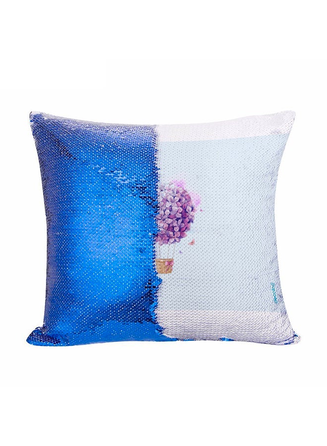 Balloon With Flowers Design Flip Sequin Decorative Pillow Multicolour 45x45cm