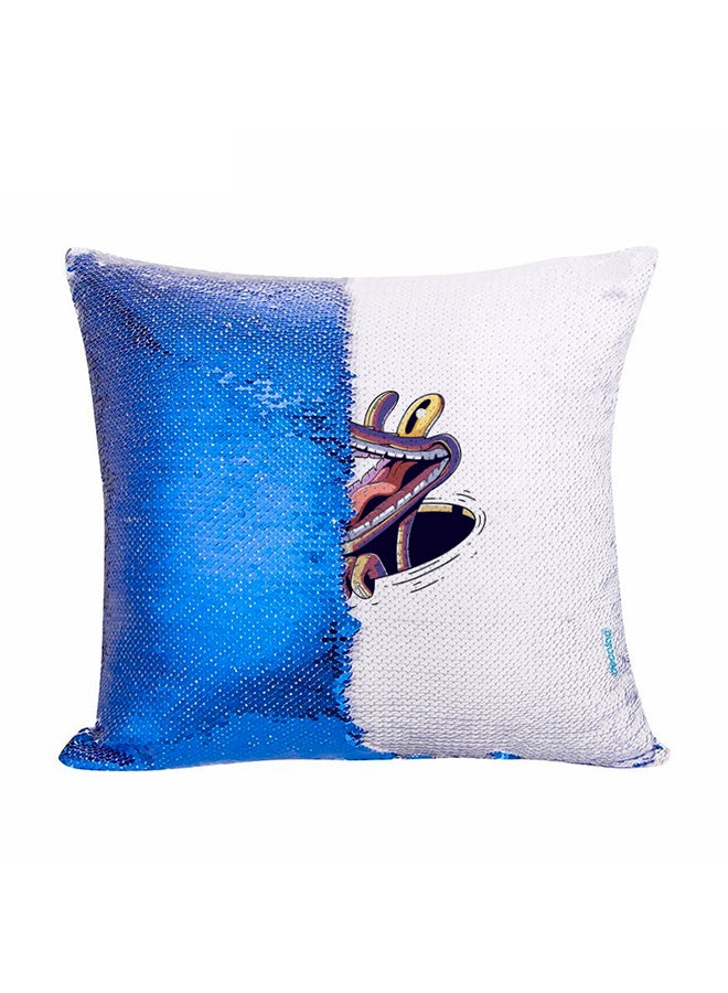 Crocodile And Sparrow Design Flip Sequin Decorative Pillow Multicolour 45x45cm