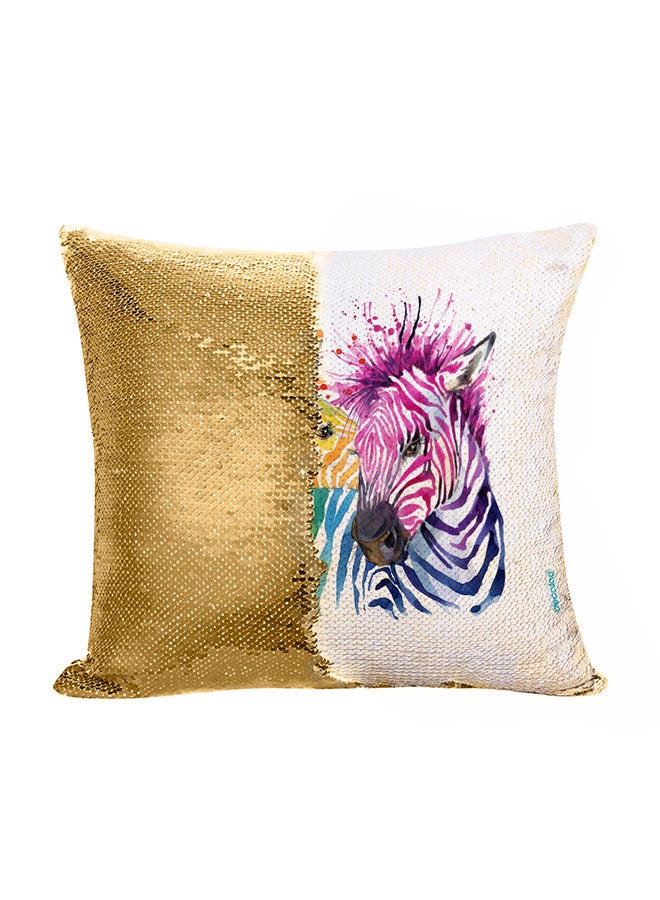 Decalac Zebra Design Flip Sequin Decorative Pillow Multicolour 45 x 45cm - Image 1