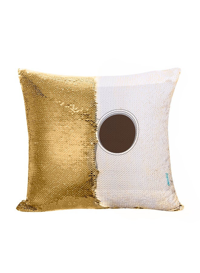 ديكالاك وسادة ديكور مزينة بترتر قلاب وطبعة كوب قهوة الذهبي/الأبيض/ البني 45 x 45سم