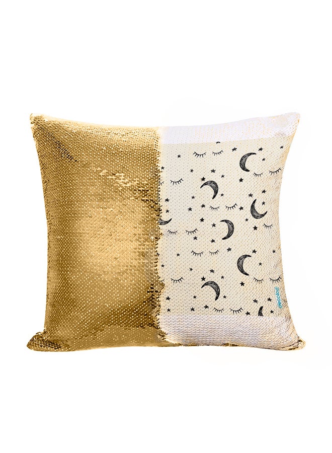 Moon And Stars Design Flip Sequin Decorative Pillow Multicolour 45 x 45cm