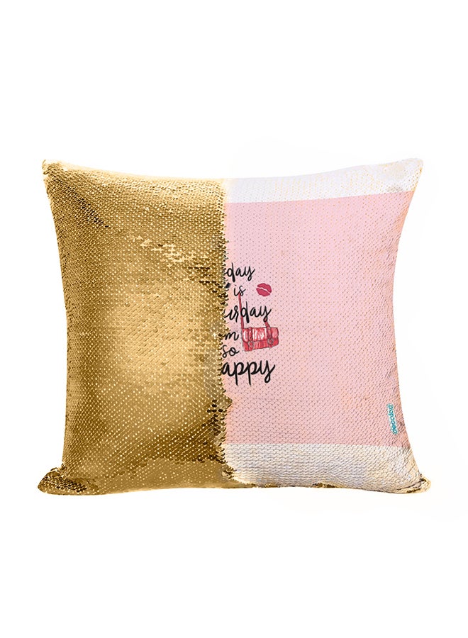 ديكالاك وسادة ديكور مزينة بترتر قلاب وطبعة عبارة إنجليزية عن العطلة متعدد الألوان 45 x 45سم - Image 1