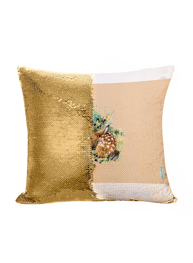 ديكالاك وسادة زينة مطرزة بالترتر القلاب برسم لغزال صغير متعدد الألوان 45 x 45سم - Image 1