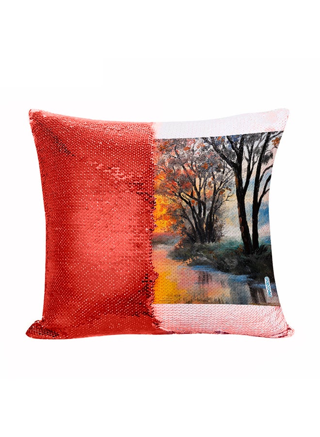 Sunset Reflection Design Flip Sequin Decorative Pillow Multicolour