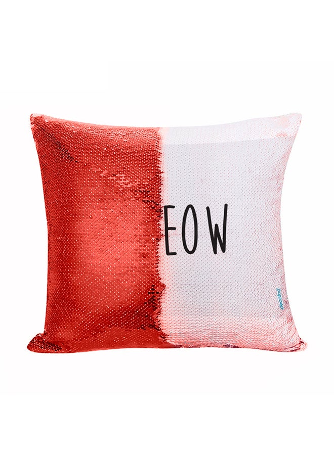 Decalac Cute Cat Design Flip Sequin Decorative Pillow Red/White/Black 45 x 45cm - Image 1