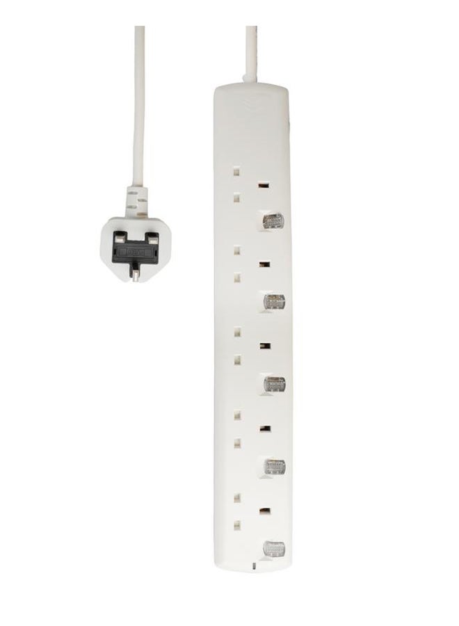 5 Socket Extension Board Silver 12cm Silver 12cm