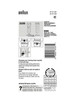 BRAUN Replacement Head For Series 3 32B Foil Cutter Silver/Black  - Image 2