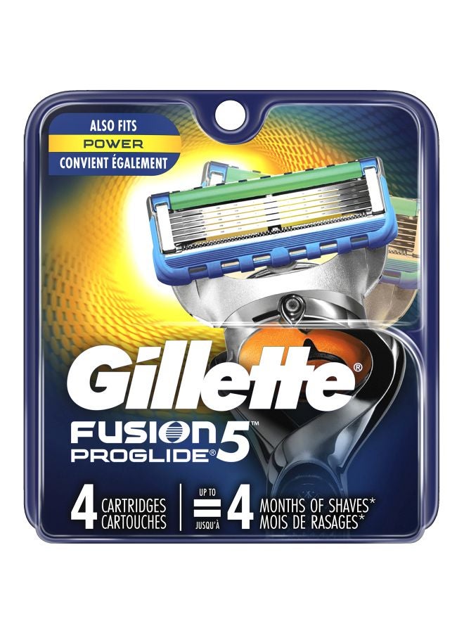 طقم شفرات حلاقة فيوجن 5 بروجلايد مكون من 4 قطع فضي/ أزرق/ أخضر - Image 1