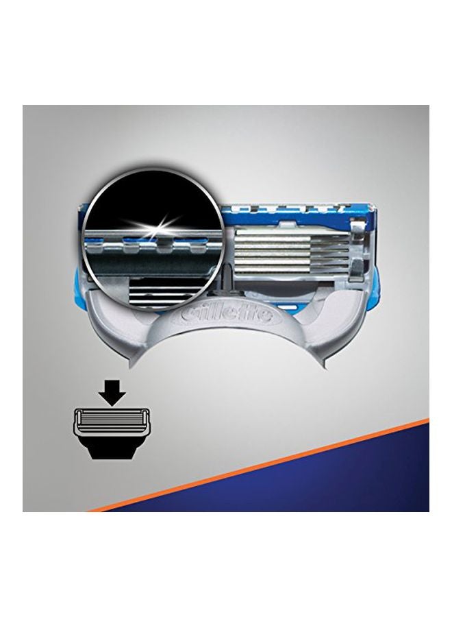 طقم شفرات حلاقة فيوجن 5 بروجلايد مكون من 4 قطع فضي/ أزرق/ أخضر - Image 3