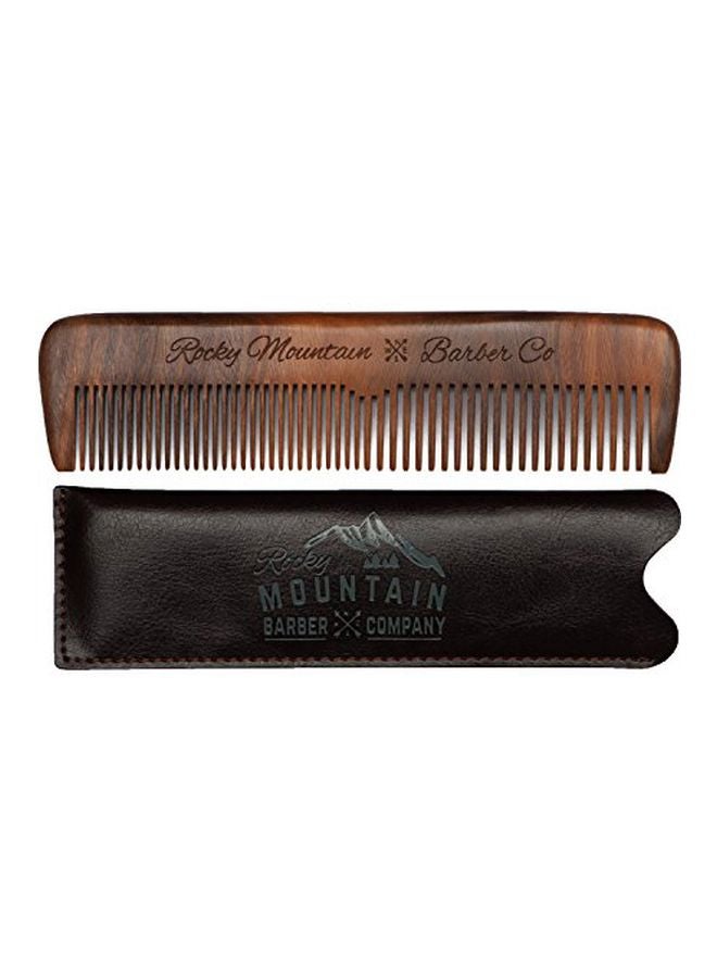Rocky Mountain Barber Company Beard Comb With Carrying Pouch Brown/Beige - Image 1