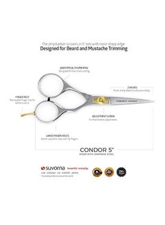 Suvorna Beard And Mustache Trimming Cutting Scissors Silver/Gold 5inch  - Image 2