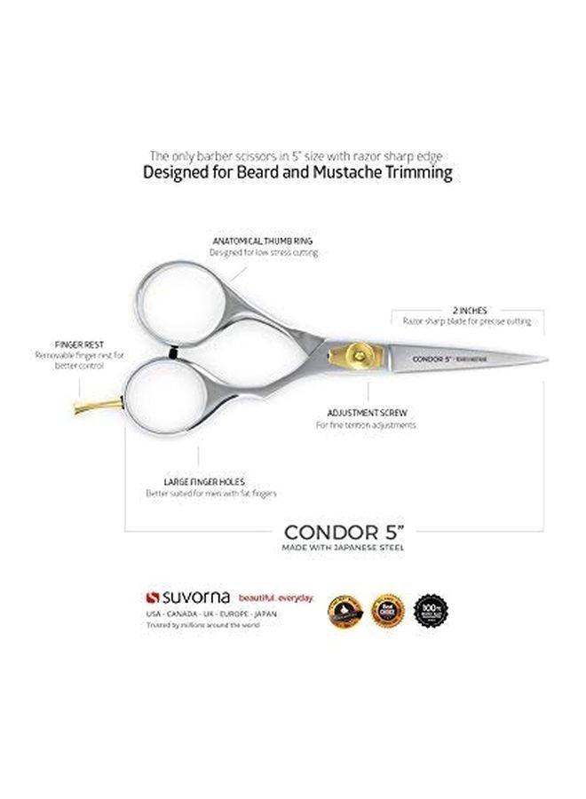 Suvorna Beard And Mustache Trimming Cutting Scissors Silver/Gold 5inch - Image 2