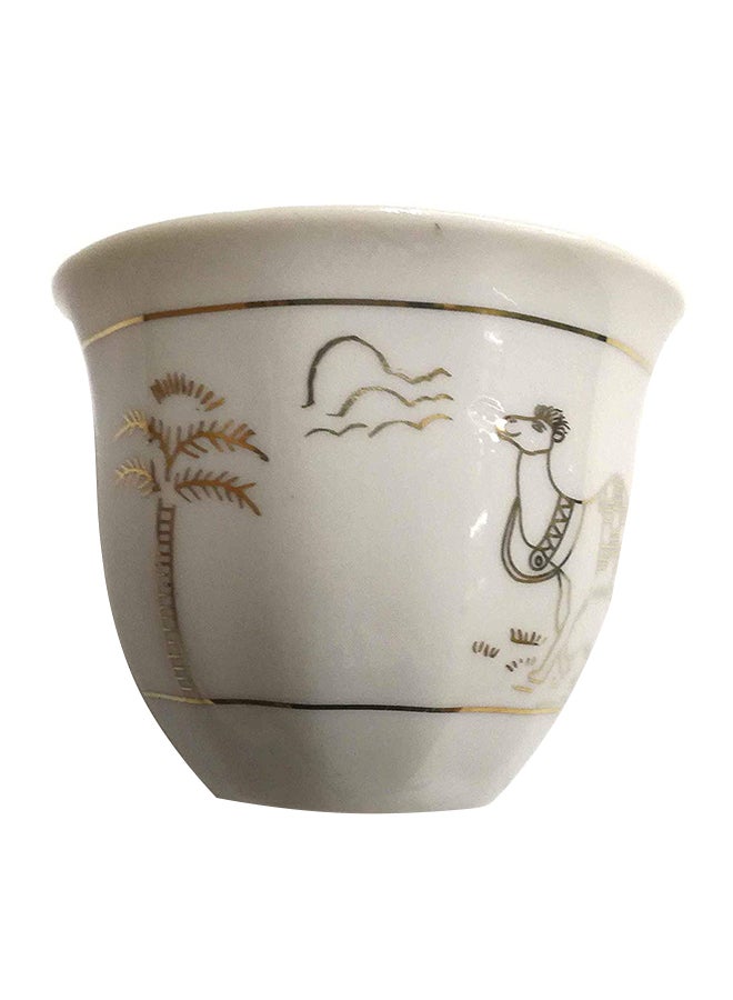 BITA 12-Piece Camel And Nakhla Design Arabian Cawa Cup Set Beige/Gold 30cm  - Image 1
