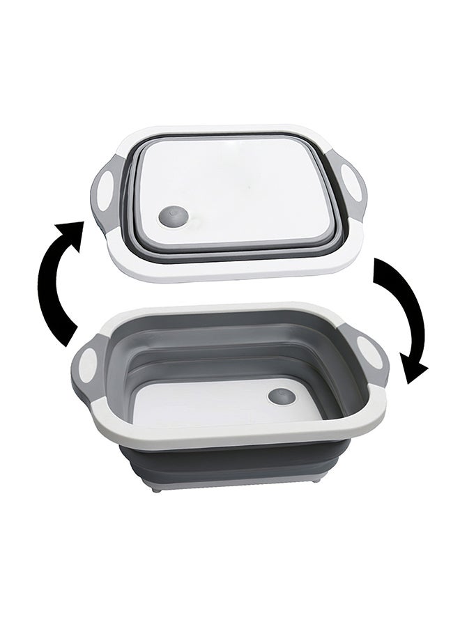 2-In-1 Collapsible Vegetable Washing And Chopping Bowl Grey 41 x 5 x 32cm - Image 1